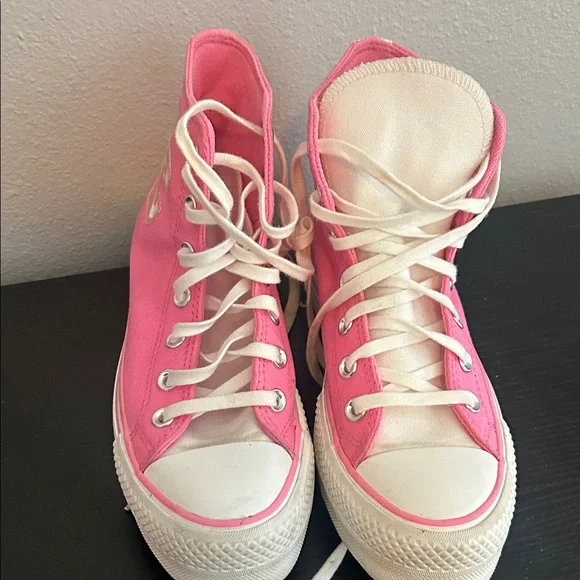 Converse Pink and White High-Top Sneakers - Picture 3 of 7